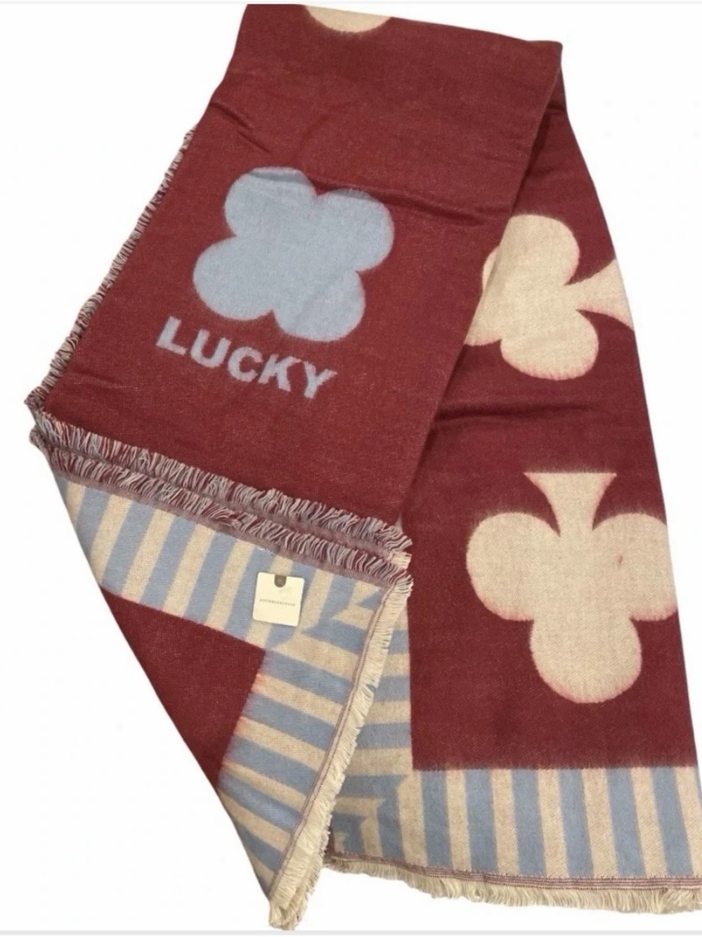 Anthropologie Wove Jacquard Knit Lucky Clover Throw NWT - Picture 2 of 10